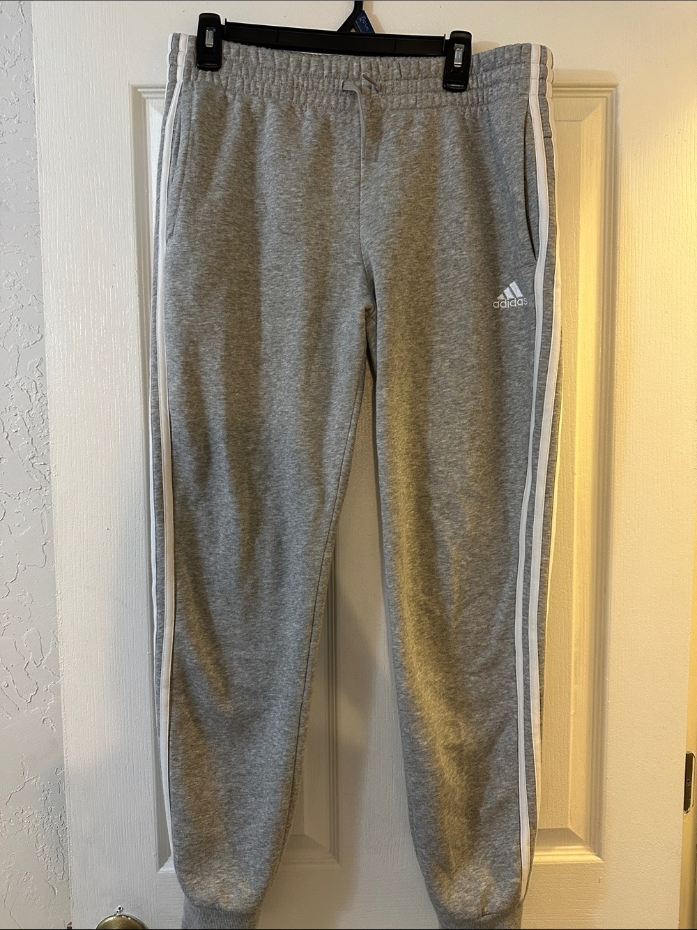 adidas Gray Sweat Joggers with White Three-Stripes